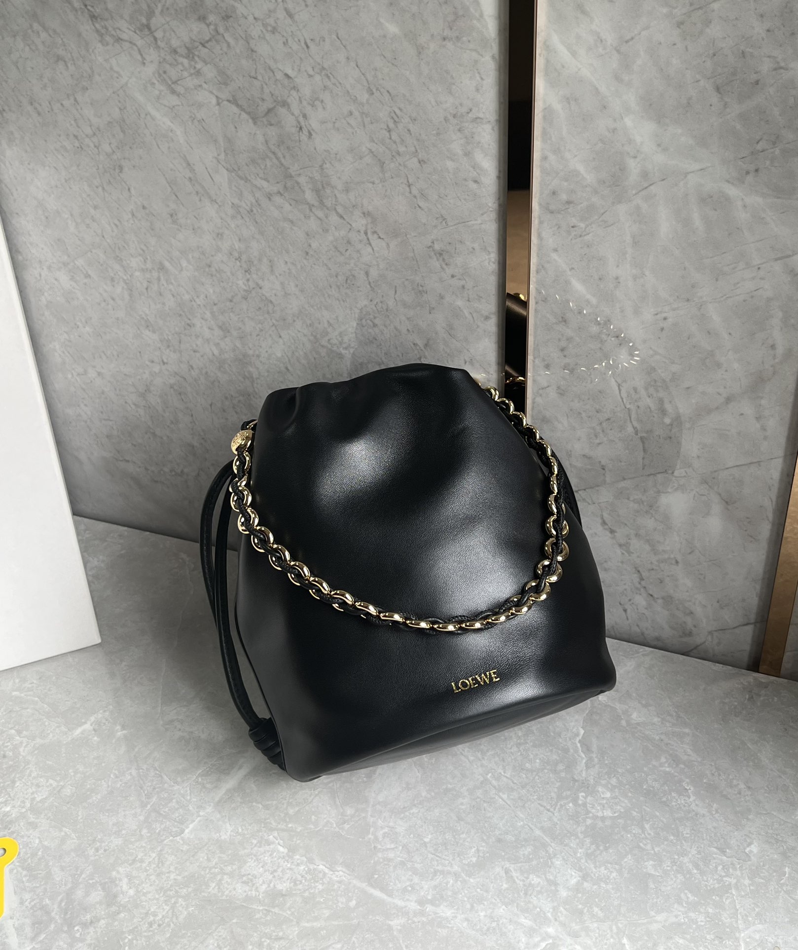 Loewe Flamenco Purse Bucket in Mellow Nappa Lambskin Black